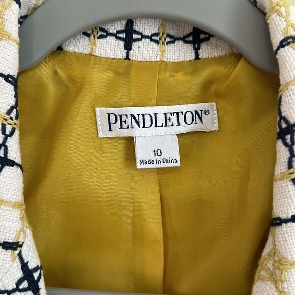 Women’s pendleton blazer 55% Silk 45% Cotton Size 10 Yellow And Blue - Picture 2 of 5
